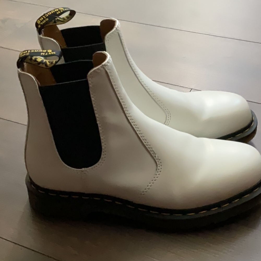 Dr. Martens White Leather Boots